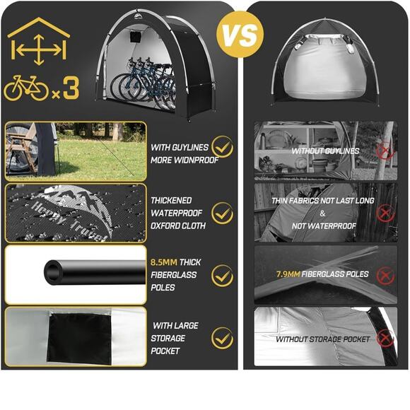 Happy Travel Bike Storage Shed Tent,Outdoor Portable Bicycle Storage Sheds with - Picture 6 of 11